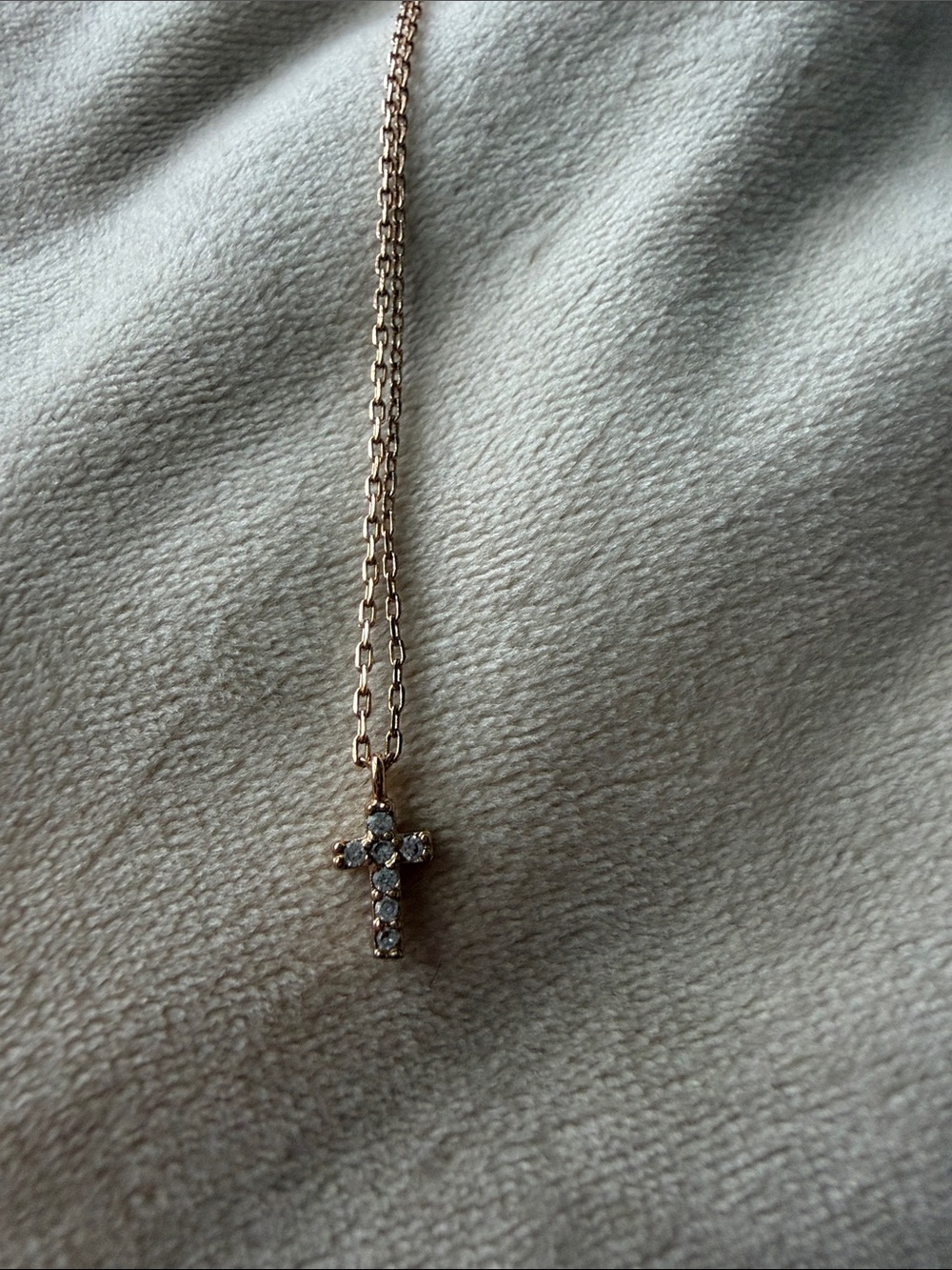 Gold Cross Pendant Necklace with Clear Stones - Women Jewelry